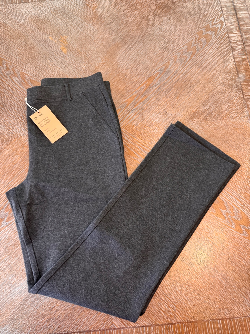 NWT Quince Gray Ponte Pants Medium stretchy Waist 32” Inseam 30” Straight Leg